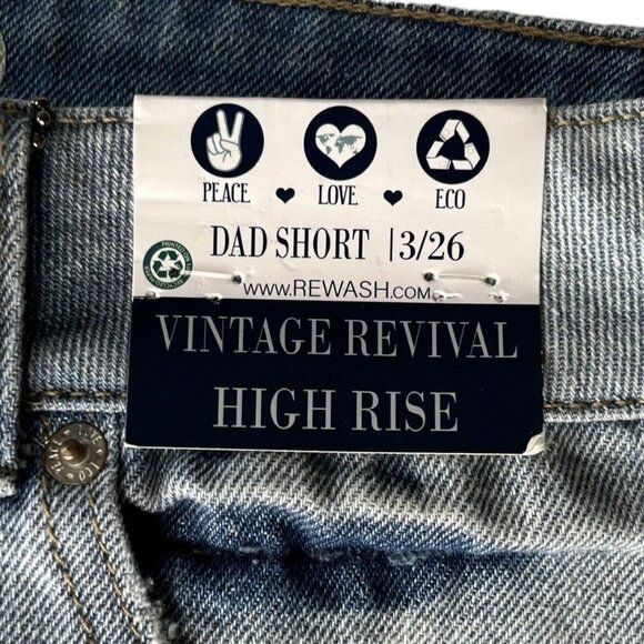 Rewash Vintage Revival High Rise Distressed Denim Dad Shorts Size 13/26 New - Picture 7 of 12